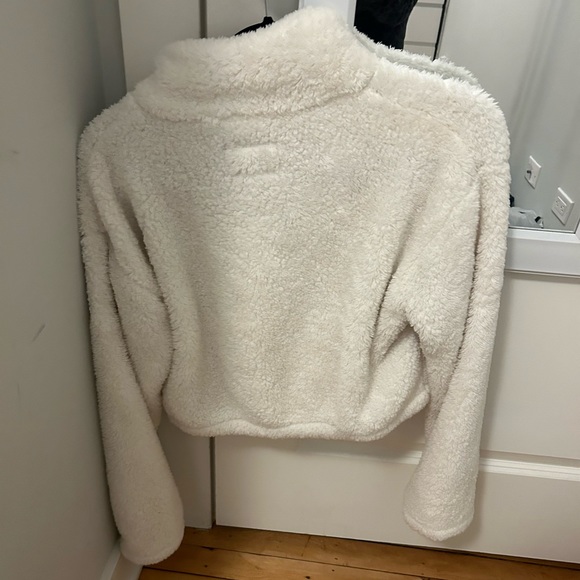 Women’s White Fuzzy Zip Up - Picture 3 of 3